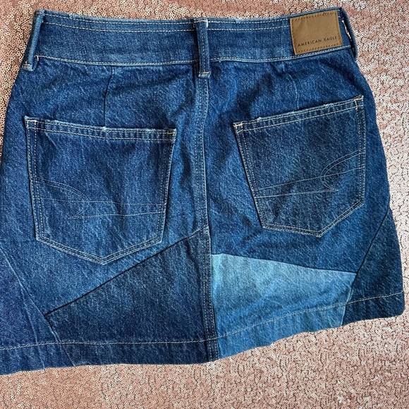 American Eagle Denim skirt Size 2 Color Blue. Super High Rise A-Line Patchwork. - Picture 9 of 10